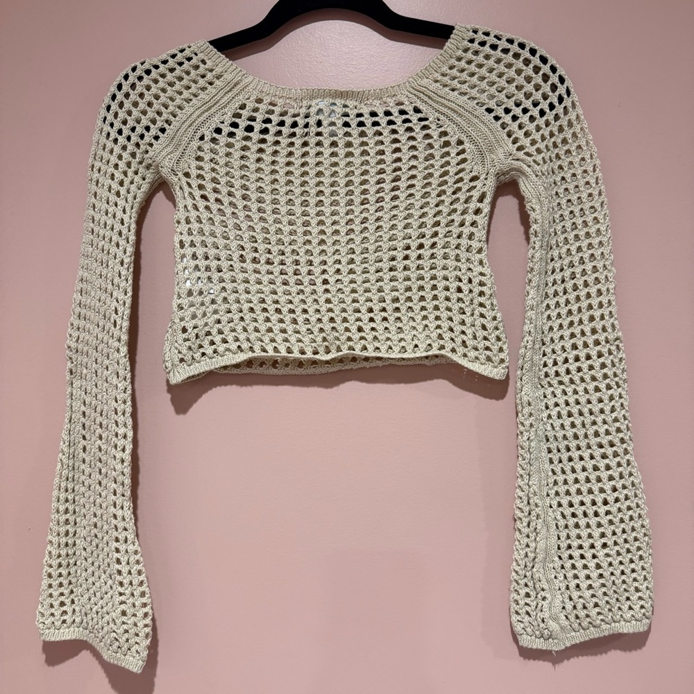 Urban Outfitters Beige Crochet Top